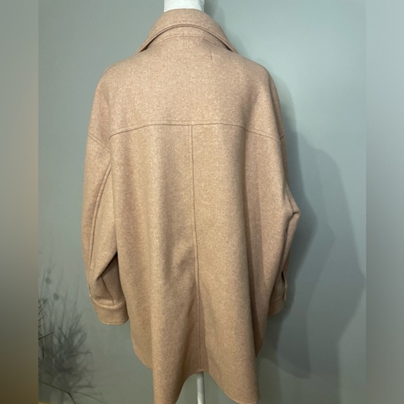 Zara Women’s Button Front Wool Look Shacket L Long Sleeve Pockets - Picture 3 of 10